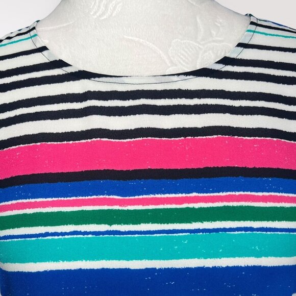 Van Heusen Striped Crepe Blouse Short Sleeve Work Top NWT Small - Picture 2 of 11